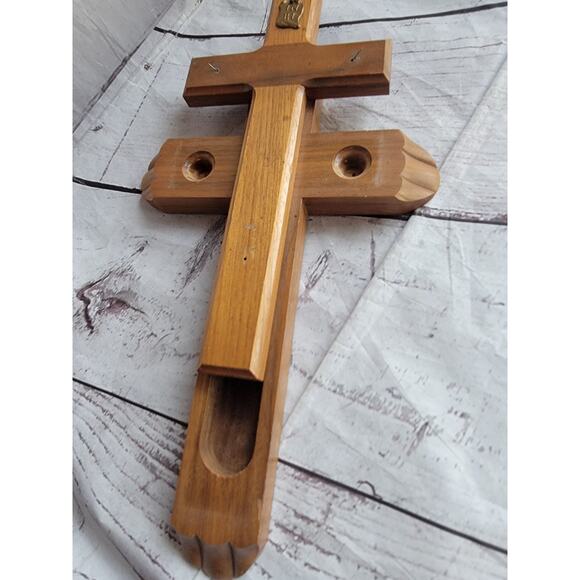 11 Inch Size Wooden Cross Wall Hanging Decor Christian Cross Inside Compartment - Picture 9 of 9